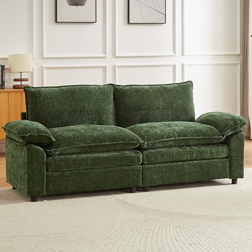 JIEXI Ecksofa Mit Schlaffunktion, Sofas Und Couchs, Modulares Ecksofa, Wohnlandschaft U Form, L Form Eckcouch, Für Couch Wohnzimmer Schlafzimmer Wohnung Büro, Chenille-Stoff 204 x 75 cm