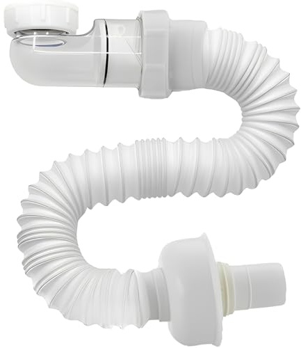 GXGM Sifone Lavabo Bagno, Tubo Scarico Lavandino Flessibile, Scarico da Cucina Lavello, Tubo di Scarico a Sifonato Plastica per Fognature