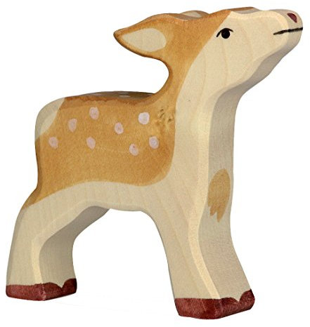 cama24com Kitz Rehkitz Holzfigur Holzspielzeug von Holztiger mit Palandi® Sticker