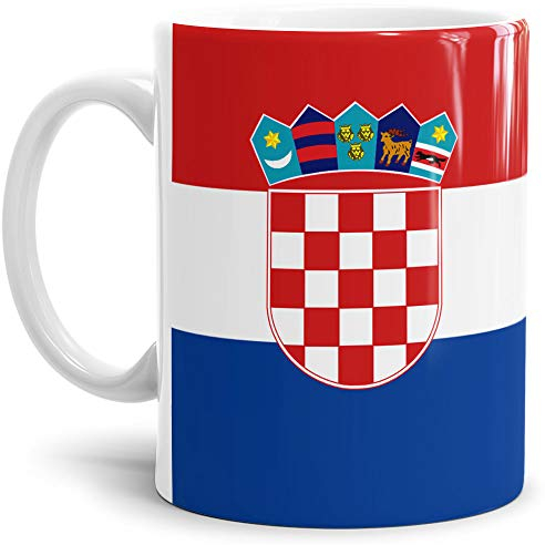 Tassendruck Flaggen-Tasse/Souvenir/Urlaub/Länder-Fahne/Kaffetasse/Mug/Cup - (Kroatien, Normal)