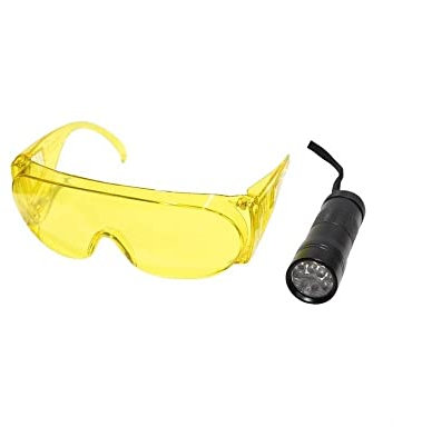 SUPERMARKET WEB-TORCIA LAMPADA UV CERCAFUGHE 9 LED con OCCHIALI x TRACCIANTE CLIMATIZZATORE