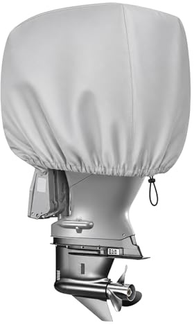 Außenbordmotorabdeckung, 600D, strapazierfähig, wasserfest, für Anhänger, Motorhaube, Universal für Quecksilber, Yamaha, Suzuki, Evinrude Grau