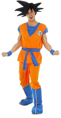 Chaks - Goku Saiyajin Kostüm, Dragon Ball, 7-teiliges Set für Erwachsene, Outfit für Karneval, Halloween und Anime Fans