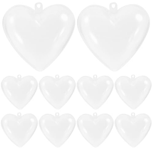 BESTOYARD 10 stücke Durchsichtigen Kunststoff Acryl Füllbare Herzen Form Box DIY Handwerk Hängende Verzierung für Valentinstag Hochzeit Party Decor