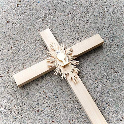 ChoralisWoodArt Wandkreuz zur Erstkommunion mit Kelch hell