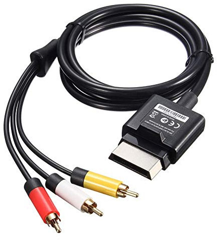 Ruitroliker 1.8M 6FT Composite Cable AV Audio to RCA wire for Xbox 360 Slim Black