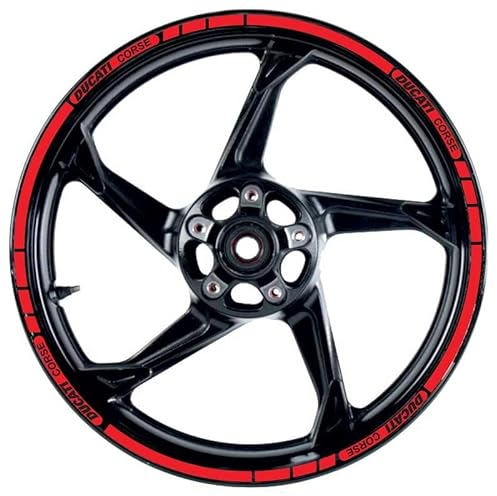 Kit bordini per cerchi retrò catarifrangenti, Ducati Corse (rosso)