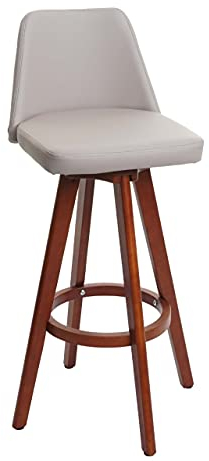 Mendler Barhocker HWC-C43, Barstuhl Tresenhocker, Holz Kunstleder drehbar - Taupe