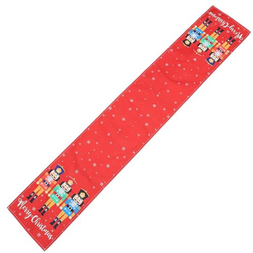 Amosfun Merry Christmas Tischläufer Nussknacker Tischläufer Polyester Nussknacker Tischdecke Tischdekoration für Zuhause Urlaub Party