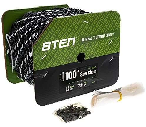 8TEN Chainsaw Chain Bulk Reel Full Chisel 100 Foot .058 Gauge 3/8 Pitch