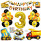 Bagger Deko Kindergeburtstag 3, Baustellen GeburtstagdekoJunge 3 Jahre, Bagger Luftballons Geburtstag, BAU Party Dekoration, 3 Folienballon, Baufahrzeug Spielzeuge