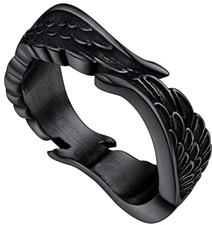 FaithHeart Edelstahl Feder Ring in Größe 54-67 Vintage Engelflügel Fingerring Damenring Herrenring mit Geschenkebox für Valentinstag Geburtstag