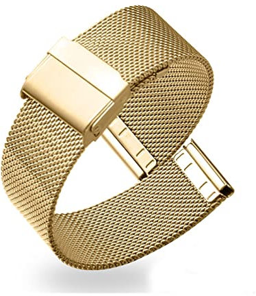 AEMALL Milanese Druable Armband für Asus Vivowatch ZENWATCH 2 Faltschließe Uhrenarmband Ersatzarmband für LG W100 W110 W150 (Color : Gold, Size : for Zenwatch 2)