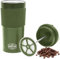 Travel French Press Mug (15oz) - Stainless Steel & Double Wall Vacuum Army Green Coffee Maker – Single Serve French Press for Travel, Home, Office, & More - Tea Press Tumbler
