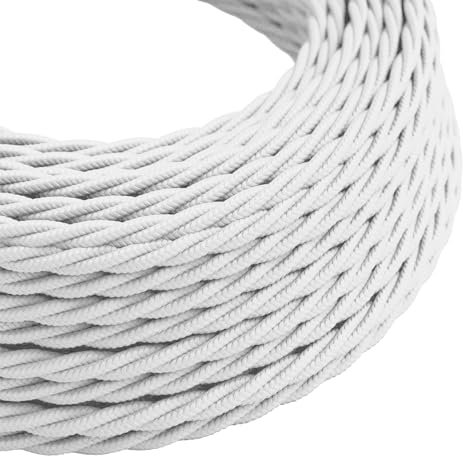 5 M Fabric Covered Twisted Electrical Cable with 3 Conductors, 18 Gauge Thickness,Cloth Covered Electrical Antique Wire Cables, Modern Cloth Cable, Vintage Fabric Wire