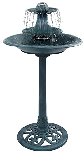 Tidyard Vogelbad mit Springbrunnen Grün 50×91 cm Kunststoff Vogel Tränke Bad Gartenbrunnen Gartendeko Zierbrunnen Brunnen