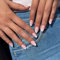 JUSTOTRY 24 Pcs Short False Nails Oval,White French Press on Nails Pattern,Nude Fake Nail Short,Almond Stick on Nail for Women,Nails Fake Nail Medium for Nail Art
