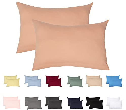 Livessa 2er Set Kissenbezug 50x70 aus%100 Baumwolle Jersey Stoff, Kissenbezüge, 50x70 mit Reißverschluss, Kopfkissenbezug 50x70 cm, Kissenhülle, atmungsaktiv, Oeko-Tex Zertifiziert, Pillow Cover