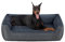 Feandrea Hundebett, Hundekissen in Leinenoptik, Hundekorb, erhöhte Ränder, rutschfeste Unterseite, Bezug abnehmbar waschbar, XXL, für extra große Hunde, 120 x 90 x 30 cm, dunkelgrau PGW013G01