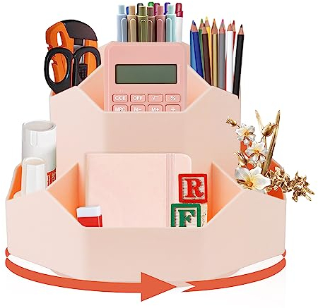 TUZHE Stiftehalter Schreibtisch Organizer 9 Fächer, Büro Stifthalter Multifunktionaler Schreibtisch Organizer für Stifte Büro Zuhause Schule Platzsparendes (Rosa)