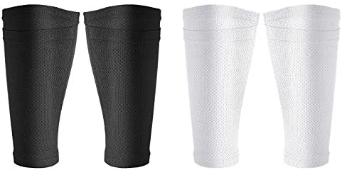 2 Paar Fußball, Schienbeinschoner, atmungsaktiv, Netz, Schienbeinschoner, Kompressionsmanschetten mit Tasche, Schienbeinschoner, Wadensocken für Anfänger Erwachsene