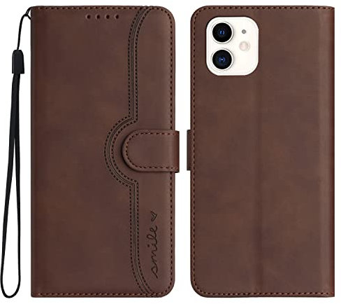 Bxithnr® Funda para iPhone 11, Carcasa Libro con Tapa de Cuero Piel con Magnético, Soporte Plegable, Ranuras para Tarjetas, Flip Case Wallet, Antigolpes Cover para Apple iPhone 11 - Marrón