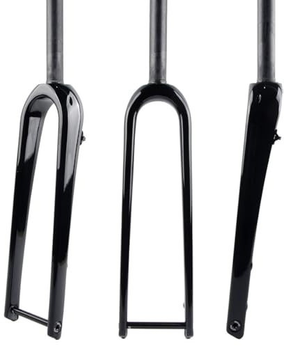 HIMALO 700C Gravel Gabel Carbon Rennrad Starrgabel 1-1/8 Gerade/konisch Vorderradgabel Scheibenbremse Steckachse 12 * 100mm (Color : Glossy Black, Size : Straight)