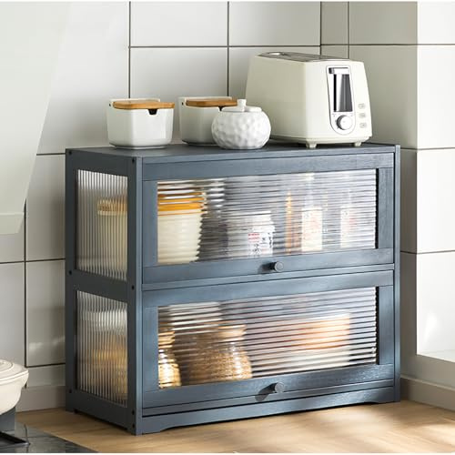 JSWHYBD Aufsatz-Küchenschrank, Küchen-Sideboard, Küchenregal zur Aufbewahrung von Gewürzen und Geschirr. Aufsatz-Aufbewahrungsschrank 52 * 25 * 50cm Grey