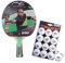 GEWO CS Energy Carbon Pro Tischtennis-Schläger & GEWO Tischtennisbälle Training 40+ - ITTF genehmigt, konkav, 2,0mm Schwamm + 3 Sterne Tischtennis-Ball, 12 Stück