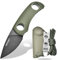 TONIFE Fixed Blade Knife 4.8cm, Mini Neck Knife with Kydex Sheath and Cord, EDC Portable Fixed Knife for Outdoor Survival (Green+Black Oxide then Stonewash)