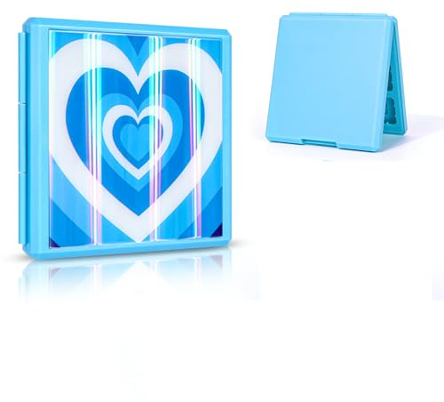 DLseego Game Card Aufbewahrungsbox für Switch Game Card,mehrfarbige Herzabdeckung Switch Spiele aufbewahrung mit 12 Game Card Slots und 18 Micro SD Card Slots-Dunkelblaues Herz