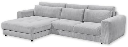 BARURA Ecksofa in Cord-Optik, Dove - Moderne Eckcouch in L-Form mit großer Liegefläche - 333 x 90 (74) х 194 cm (B/H/T)