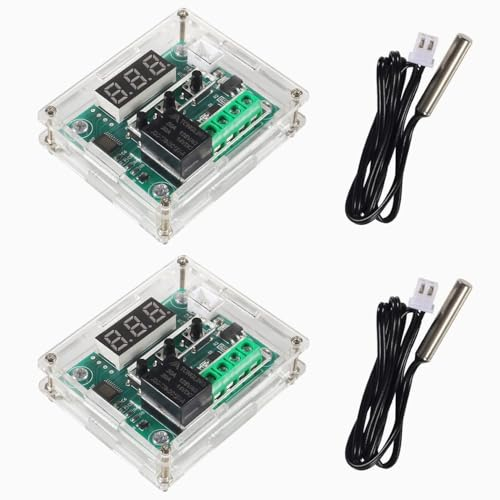 GTIWUNG 2 Piezas Módulo de Control de Temperatura W1209, Módulo de Termostato Digital, XH-W1209 12V Placa de Termostato, Módulo de Controlador de Temperatura Reguladores de Temperatura