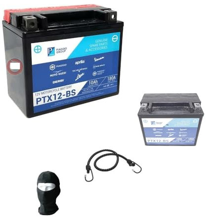 Compatible avec Piaggio Beverly St IE 4T-4V E4 ABS 350 année 2016 al 2020 Batterie Moto YTX12-BS Piaggio PTX12-BS FOURNIE CHARGÉE ET PRÊTE À l'emploi Batteries 10 AMPÈR 12 Volt 150X87X130MM