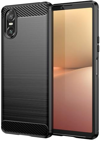Wookfiss Hülle für Sony Xperia 10 VI, Weiche Kohlefaser Design Handyhülle Silikon TPU Flexible Stoßfeste Kratzfest Schutzhülle Kompatibel mit Sony Xperia 10 VI, Schwarz