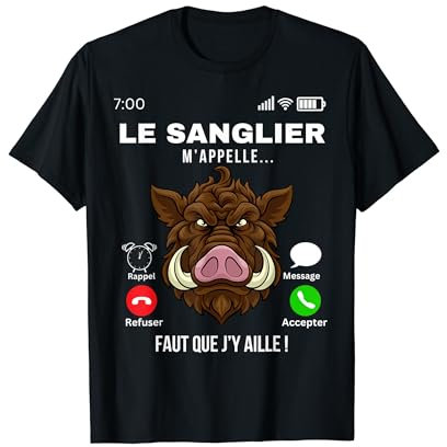 cadeaux pour chasseur, sanglier humour homme original chasse T-Shirt