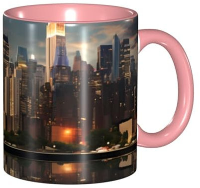 YYHWHJDE ColorName - Tazza in ceramica a doppio colore, adatta per cappuccino, latte, cereali, yogurt, latte, bevande calde o fredde, forno a micro-onda, immagine dello skyline di New York City