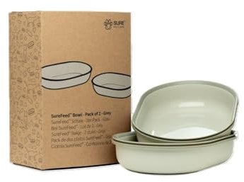 Sure Petcare SureFeed Lot de 2 Bols avec Joint intégré, compatibles avec la mangeoire à Puce SureFeed Microchip pour Animaux domestiques, Fonctionne pour Les Aliments humides et secs, Gris