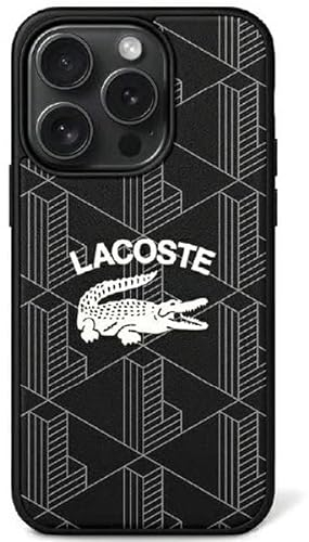 Lacoste LCHMP15XPIGK Coque pour iPhone 15 Pro Max 6,7 pouces Noir Coque Rigide Monogramme Logo Vintage