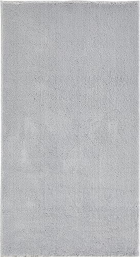 andiamo Teppich Arezzo waschbar Wohnzimmer Esszimmer pflegeleichter eleganter gemütlicher Wohnzimmerteppich Fellteppich einfarbig 80 x 200 cm Grau