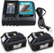 MANUFER BL1850 5.0Ah Replacement for Makita 18V battery 2Packs with Charger DC18RC Replacement for makita 18v Battery LXT BL1850 BL1840 BL1830 BL1815 Rapid Charger Set