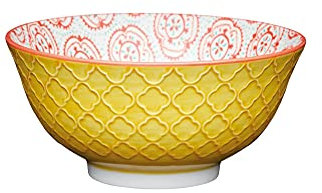 Ramen-Bowl, Schale, Dessert-Schale, Salat-Schüssel 15,7 cm, bunt glasiert - Ceramik Stoneware Bowl, Müsli-Schale, Schüssel | Dekorative Suppen-Schüssel (KCBOWL30 gelb)