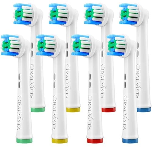 Oral B Compatible Replacement Electric Toothbrush Heads | OralVista 8 Pack Electric Toothbrush Heads Compatible with Oral B Toothbrush Head | Sensitive Gums, Deep Cleaning, Easy Fit, Durable Design