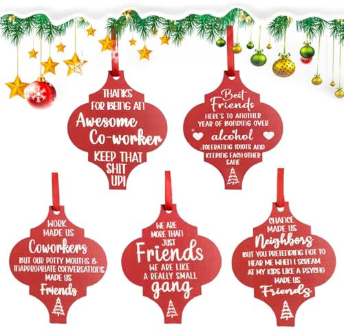 Holzanhänger Für Baum – Weihnachtsbaum-Holzschmuck | 5 X Dekorative Holzanhänger, Freundschaftsdekoration, Weihnachtsbaumanhänger, Kreative Weihnachtsdekoration, Party-Dekoration