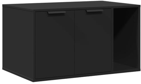 vidaXL Meuble de bac à litière pour Chat Noir Bois d'ingénierie