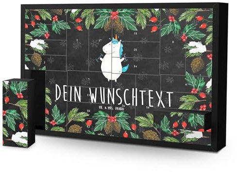 Mr. & Mrs. Panda Personalisierter Befüllbarer Adventskalender Einhorn Fitness - Personalisierte Geschenke, Gym, Adventskalender zum selbst befüllen,