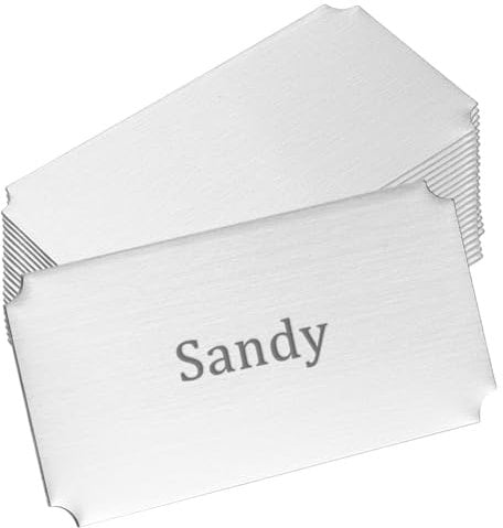 UNICRAFTALE 20Pcs Name Plates Laser Engraved 50mm Long Blank Business Cards Stainless Steel Rectangle Cards Solid Blank Custom Name Tag Frame Name Label with Adhesive Backing for Desk Name Plates