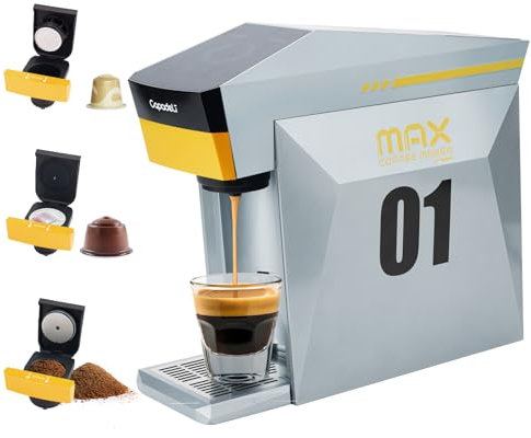 HAILASRE Máquina de café espresso multifuncional 4 en 1, 19 bares, para cápsulas de café NES-presso Original/lor/Dolce Gusto/molido, pequeña máquina automática de café (gris)