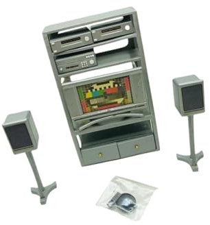 Sharplace Puppenhaus-Retro-Lautsprecherset im Maßstab 1:12, Miniaturmöbel, Heimdekoration, Puppenzubehör, Rollenspielspielzeug, Möbelspielzeug, Höhe 16cm