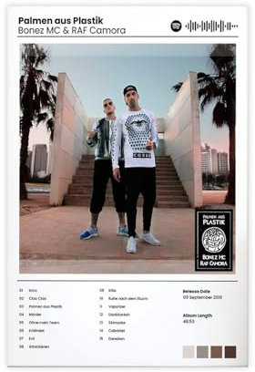 Album-Poster, Bonez MC & RAF, Camora Palmen aus Kunststoff, Leinwandposter, Wandkunst, Dekordruck, Bild, Gemälde für Wohnzimmer, Schlafzimmer, Dekoration, 50 x 75 cm